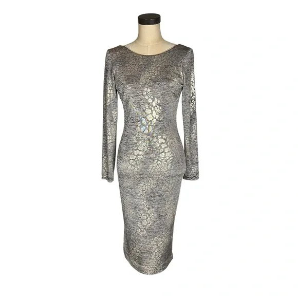 Dress The Population Emery Metallic Jersey Open Back Dress SZ‎ M - Picture 2 of 12